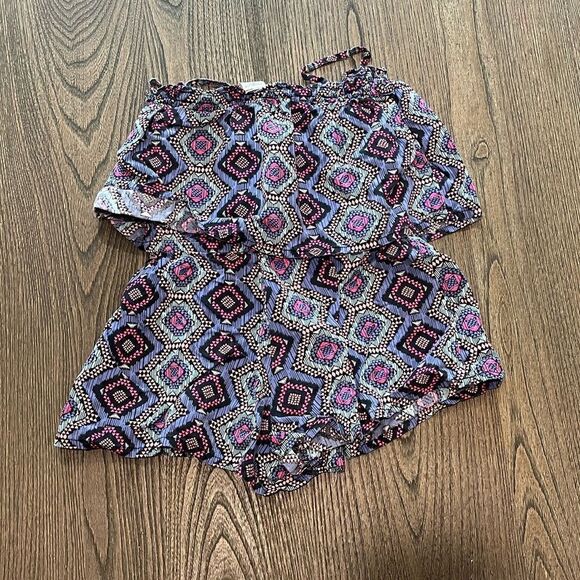 Oshkosh B'Gosh Girls Boho Printed Romper Blue Pink Sleeveless Size 4T - Picture 2 of 3